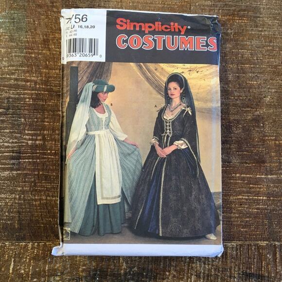 Simplicity Sewing Pattern 7756 Costume Womens Tudor Anne Boleyn 16-20 UNCUT - Picture 1 of 3